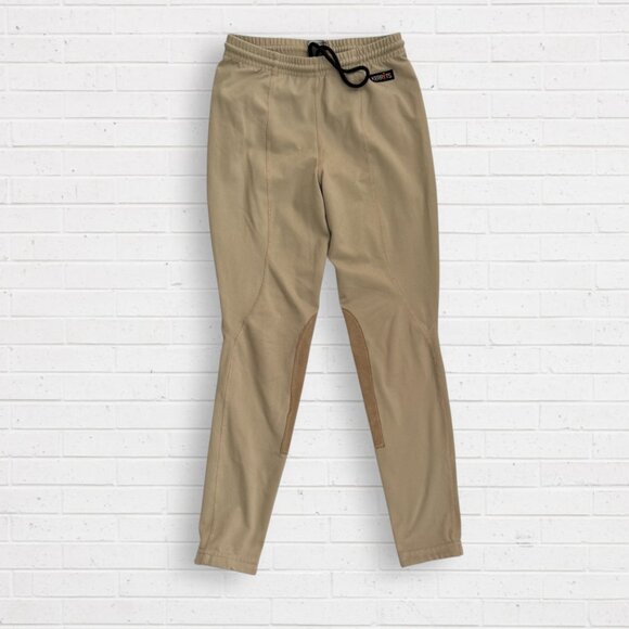 KERRITS Khaki Tan Riding Leggings Pants Knee Patch Girls Size L 10/12 - Picture 1 of 5